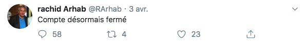 Annonce de la fermeture de son compte Twitter