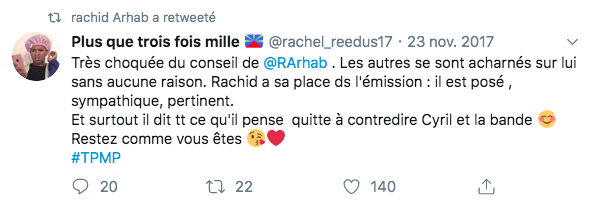 Un internaute retweeté par Rachid Arhab au sujet de son « Conseil de classe ».