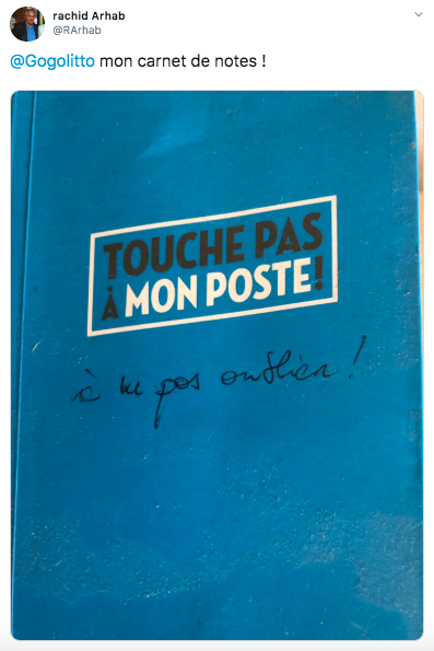Carnet de notes de Rachid Arhab dans l'émission TPMP.